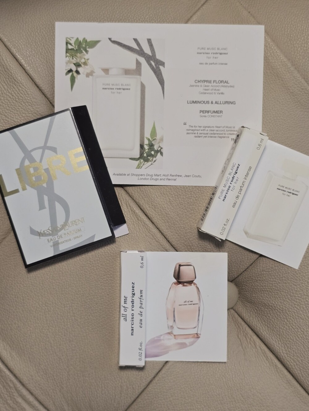 Yves Saint Laurent Libre Sample Narciso Rodriguez All Of Me Pure Musc Blanc